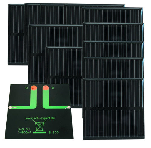 Lot de 10 cellules solaires 0,50 V - 800 mA