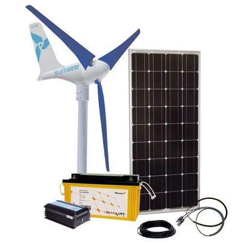 Kit hybride panneau solaire 100W + éolienne 400W - 12V