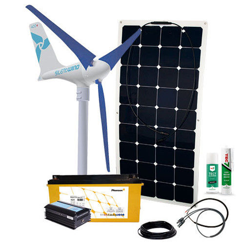 Kit hybride panneau solaire 130W + éolienne 420W - 12V