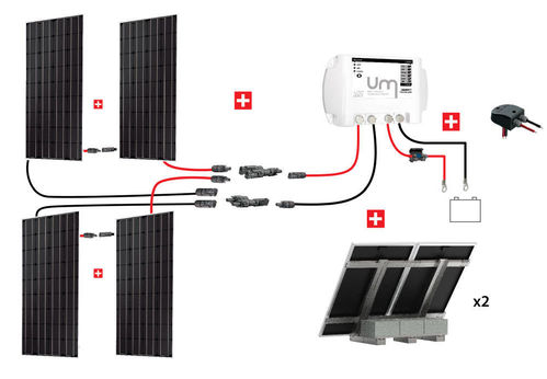 Kit solaire 1200 W - 4x300W - 24V - support dalle