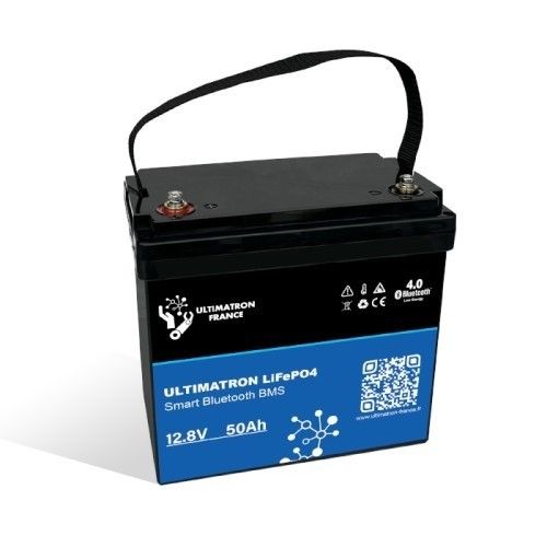 Ultimatron Batterie Lithium 12.8V 50Ah LiFePO4 Smart BMS avec Bluetooth